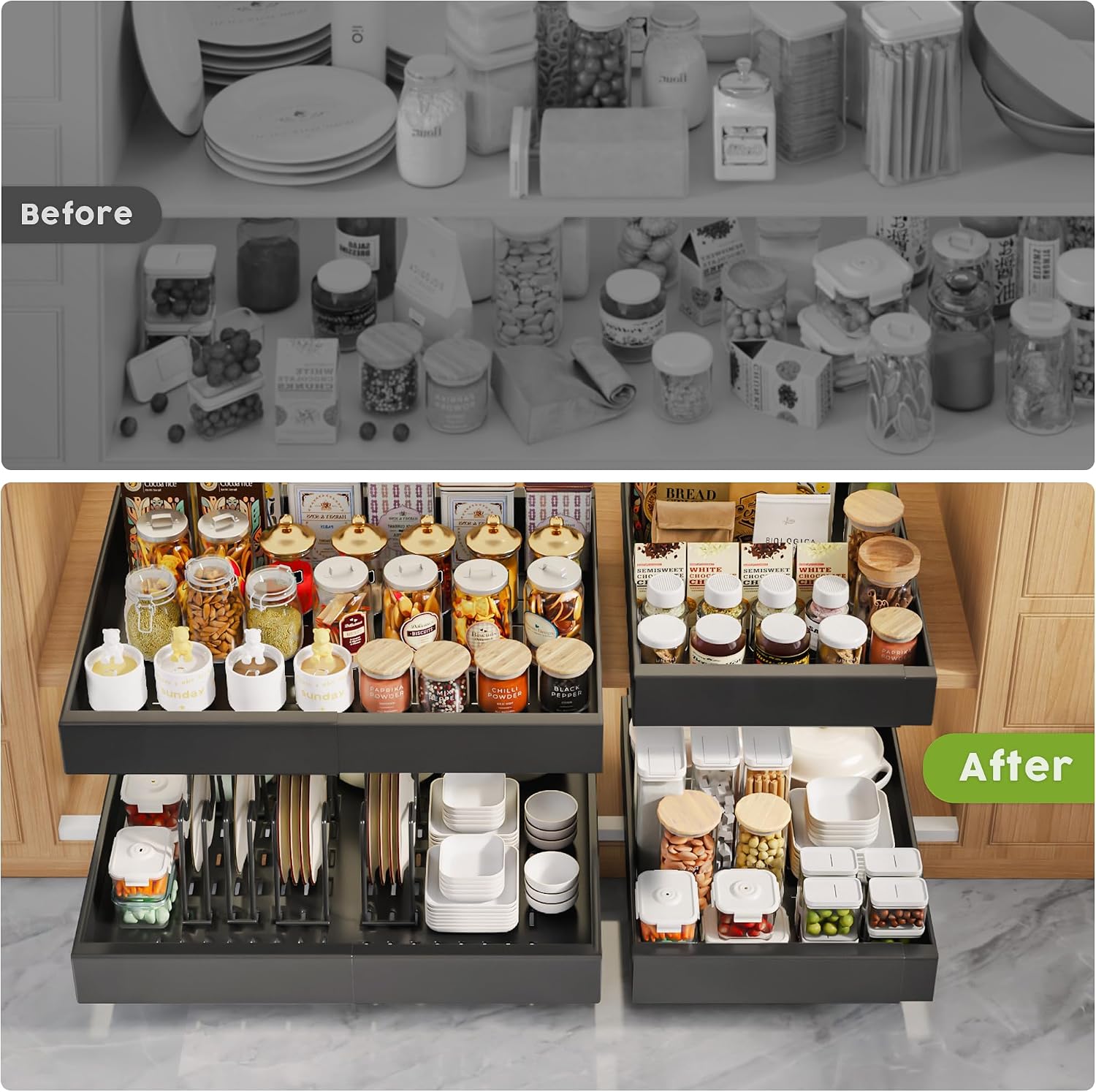 Thumbnail 5 de Seinloes 6 Pack Pull-Out Cabinet Organizer 21"