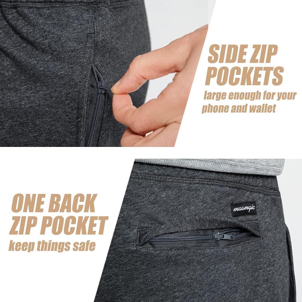 Detalle de maamgic Mens Athletic Gym Shorts 5/7" Elastic Waist with Zipper Pockets