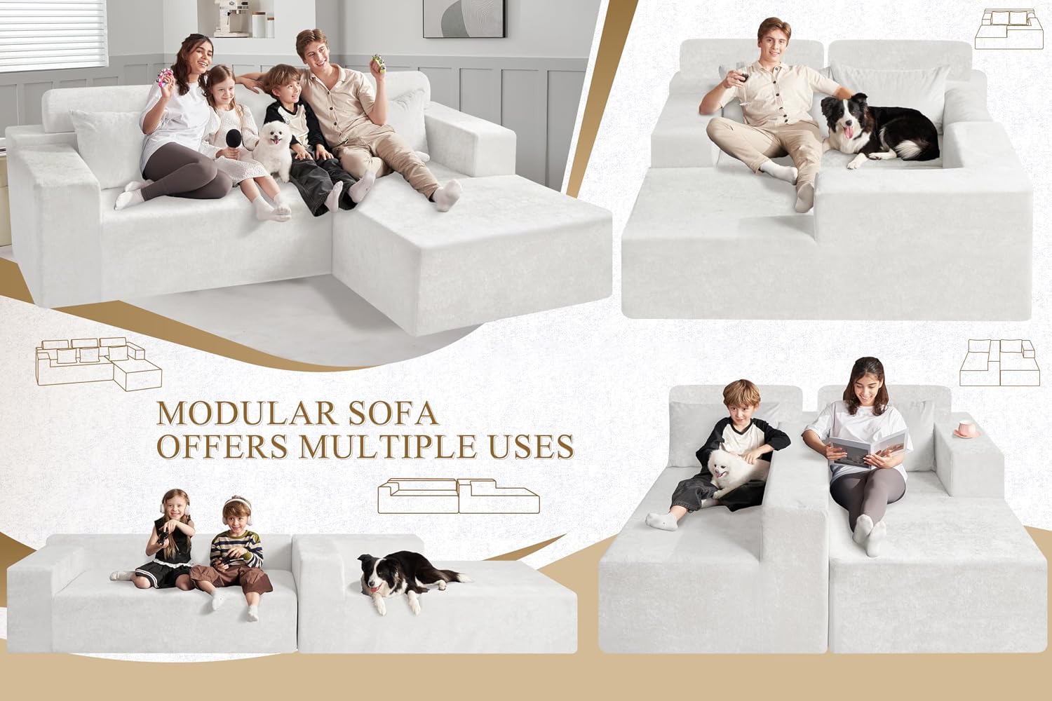 Detalle 2 de HABUTWAY L-Shaped Sectional Sofa 105-inch