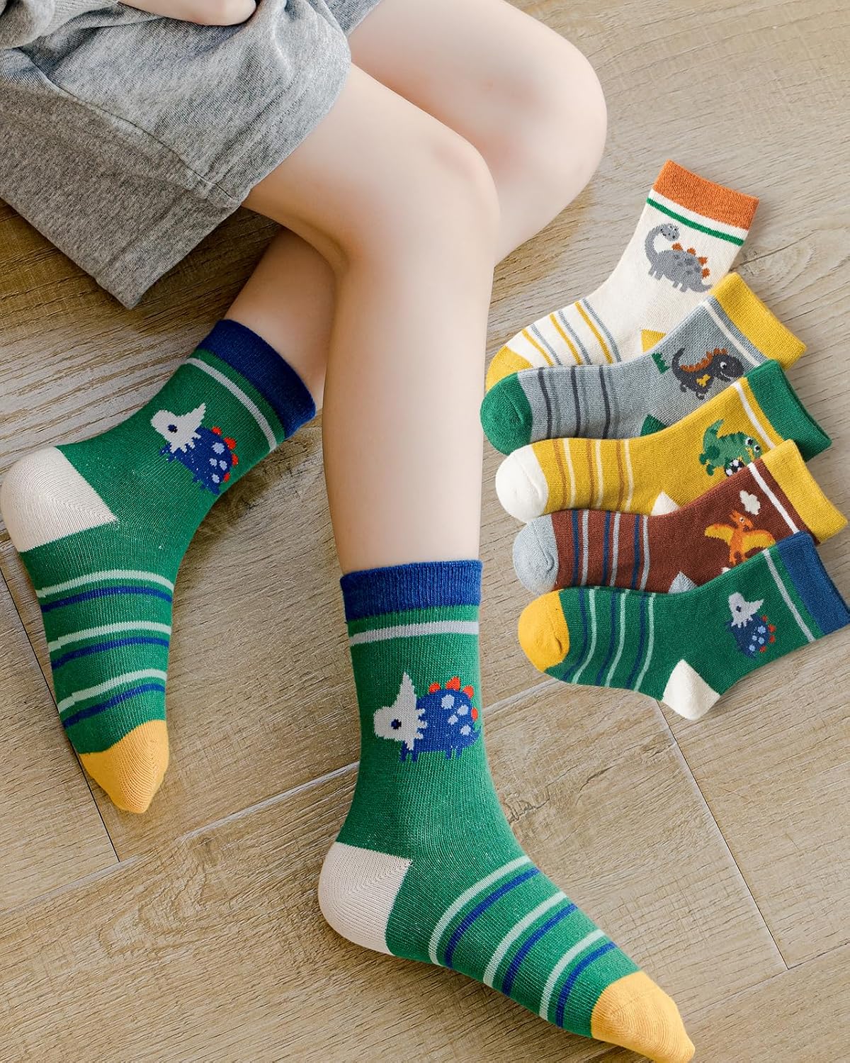Detalle de Kyopp Lot de 10 chaussettes fun enfants 21-37 – coton, motifs animaux, unisexe
