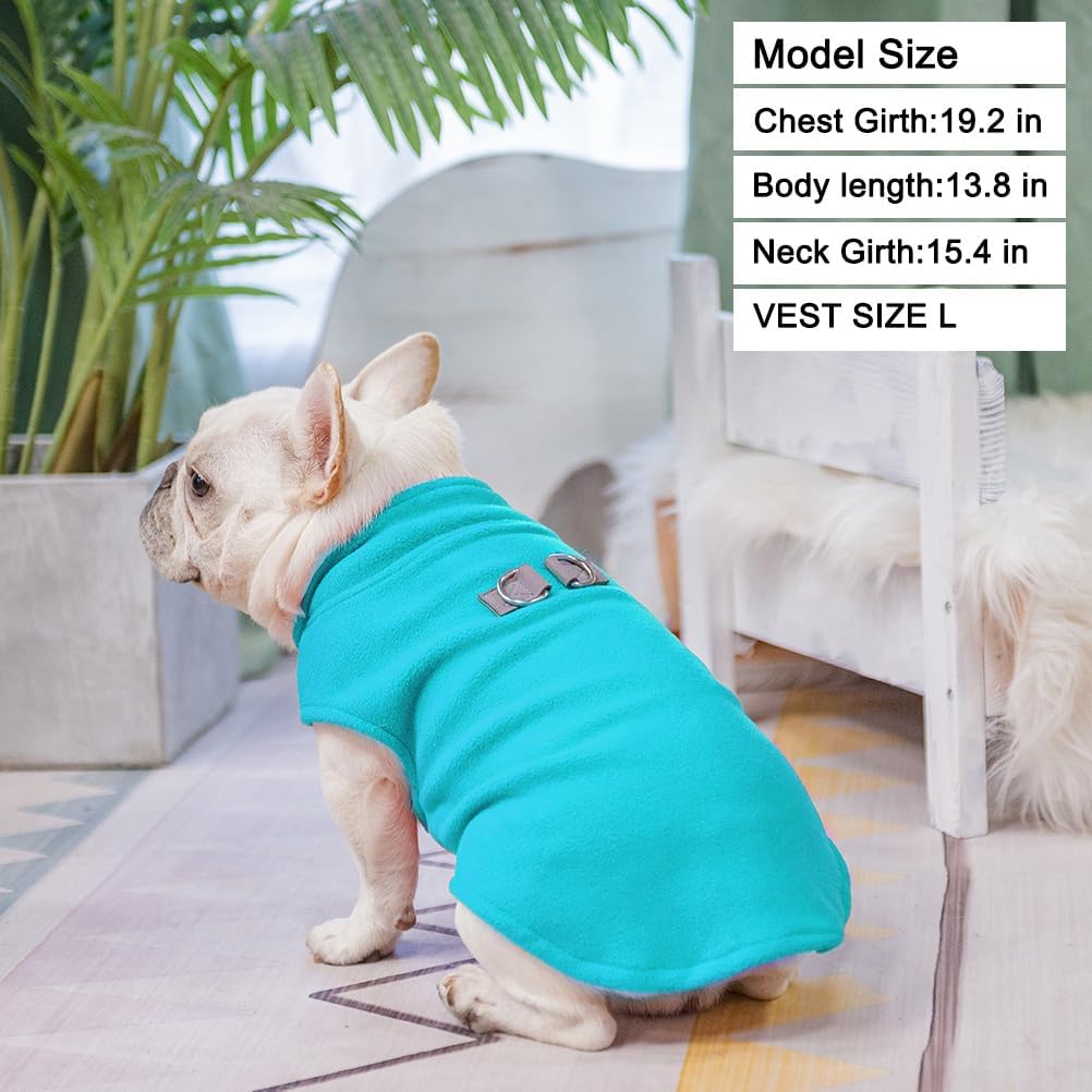 Thumbnail 6 de BEAUTYZOO Dog Fleece Vest, Medium Blue Pullover with Dual Leash D-Rings