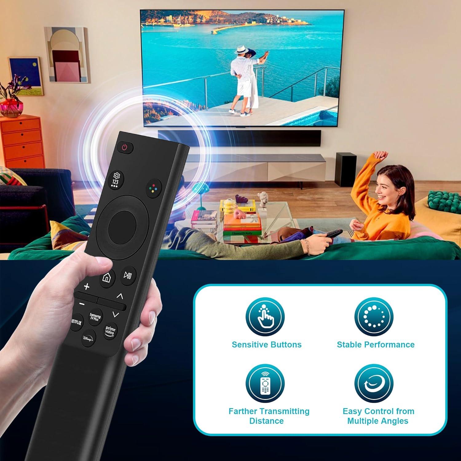 Thumbnail 6 de Universal Remote Control (Pack of 2) Replacement for Samsung Smart TVs – IR Remote with Netflix, Prime Video, Disney+ and Samsung TV Plus Buttons