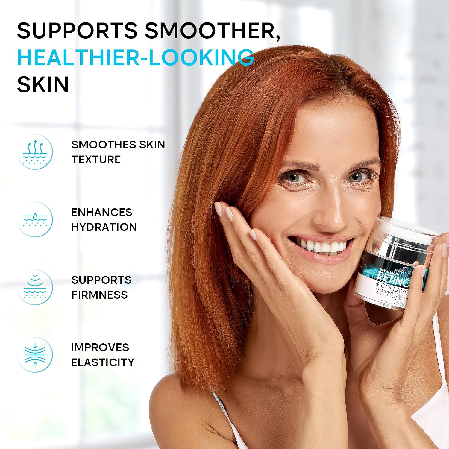 Detalle de Retinol Face Moisturizer Cream for Face & Neck with 1% Retinol and Hyaluronic Acid (Day & Night), 1.85 fl oz
