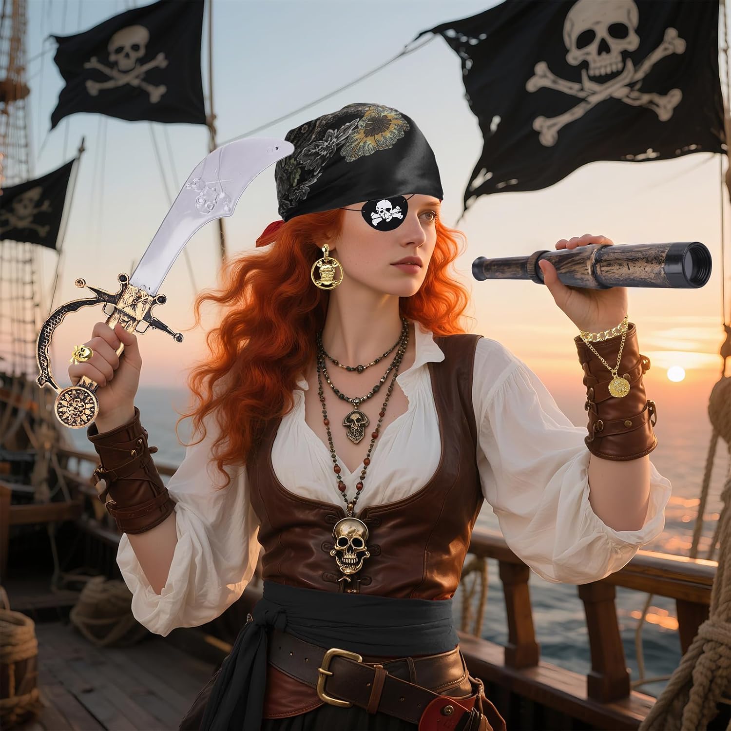 Thumbnail 6 de KMLGY 9 Pcs Pirate Costume Accessories for Women – A Practical Set for Costume Fun