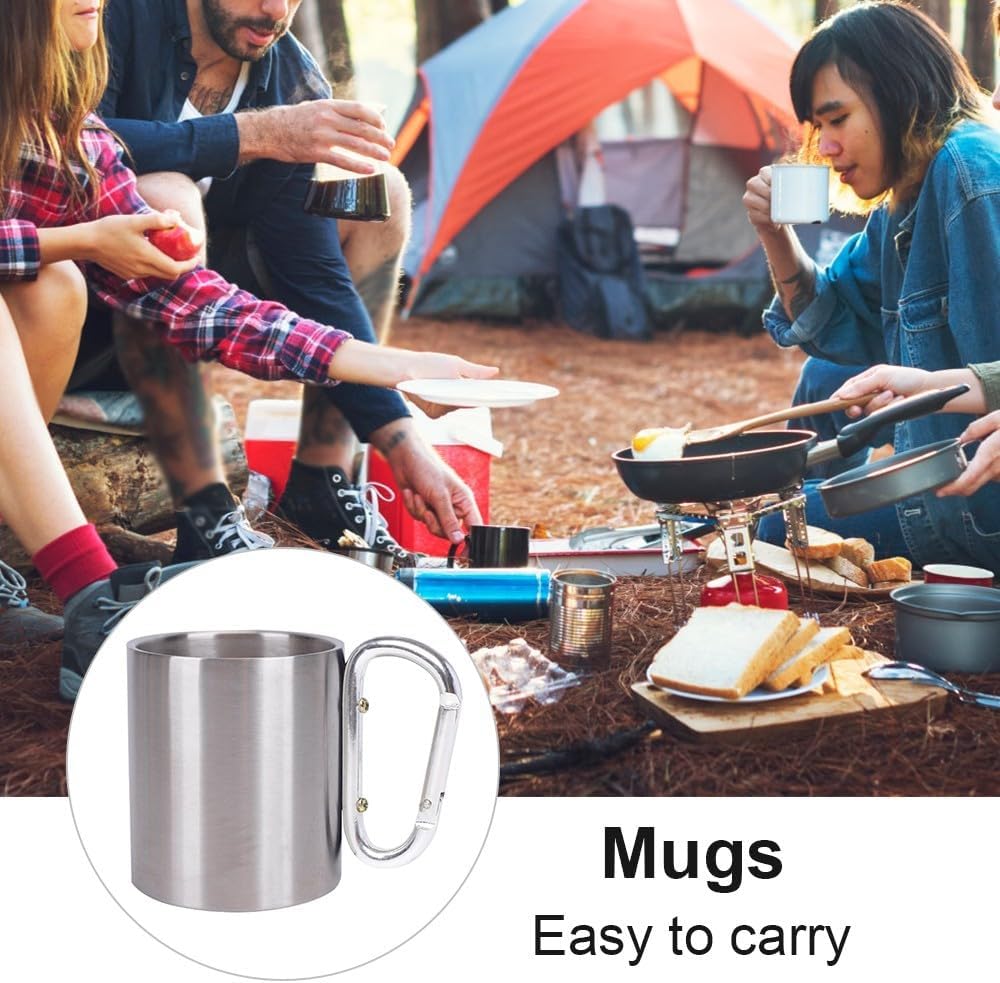 Thumbnail 6 de MiOYOOW Stainless Steel Carabiner Mug — 300ML, Double‑Walled Camping Cup with Snap Handle
