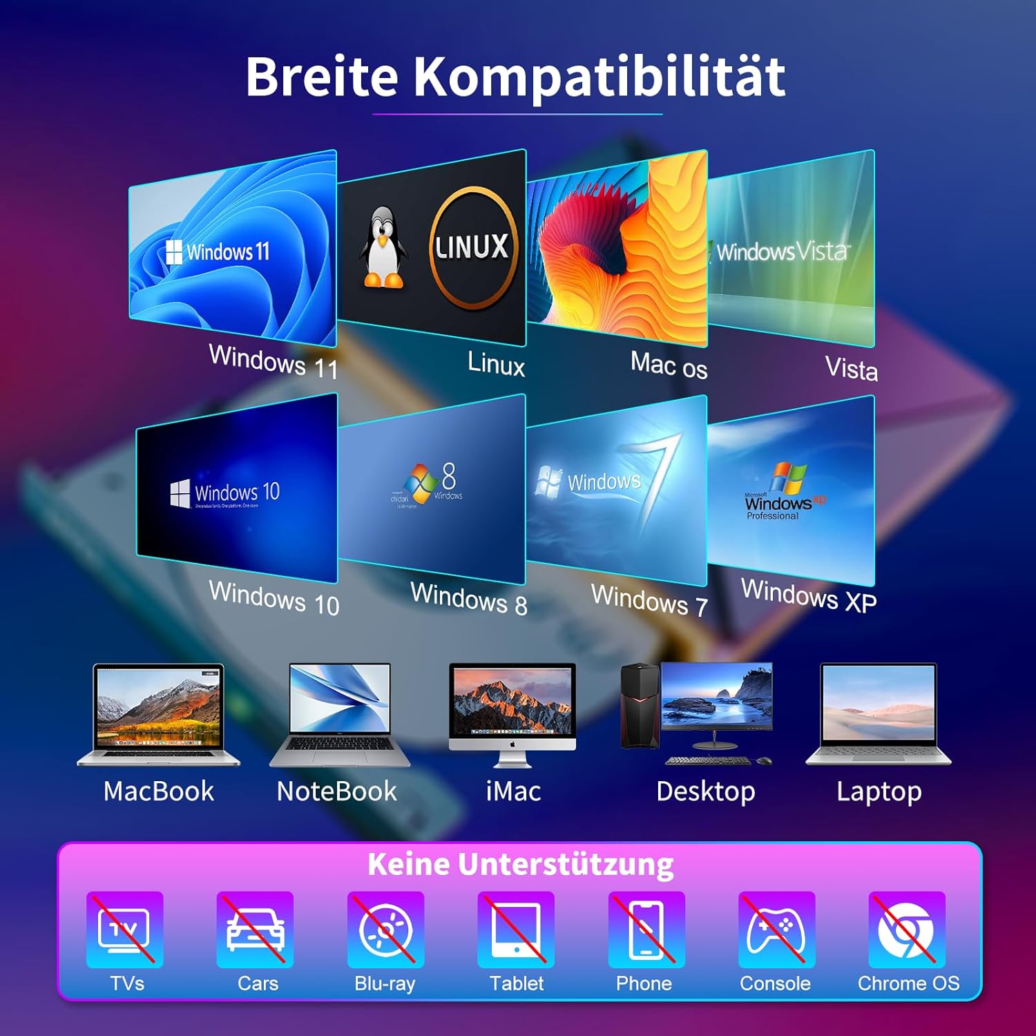 Thumbnail 2 de Umaniy externes CD/DVD-Laufwerk mit RGB, USB 3.0 & USB-C (DVD±RW, Plug & Play)