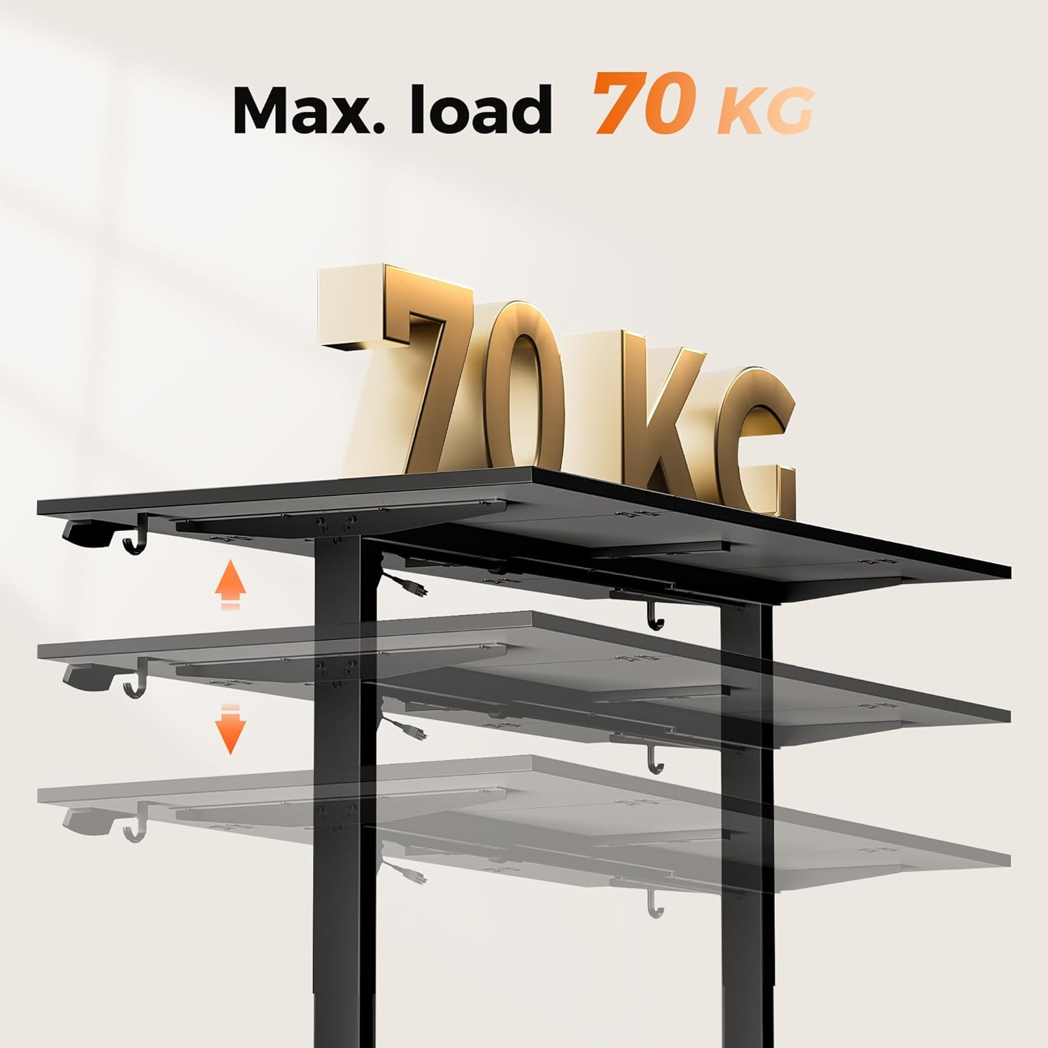 Detalle de Agilestic Height-Adjustable Electric Desk, 160x80 cm: A practical sit-stand workstation for home and office