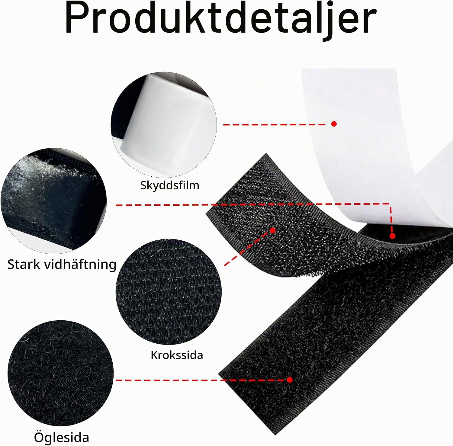 Thumbnail 2 de Xcdhemde® självhäftande kardborreband, svart, 20 mm × 12 m