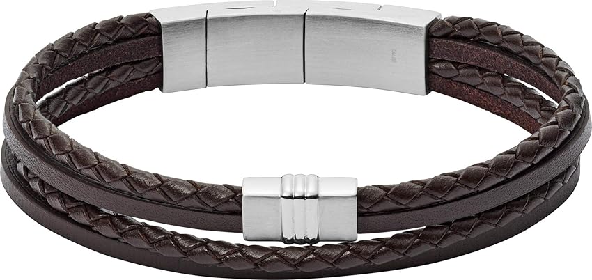 Fossil JF04473040 Pulsera de piel negra 256 mm ⌚