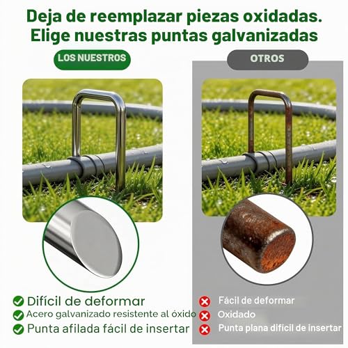Detalle de Amagabeli Garden & Home: Grapas de Sujeción galvanizadas 150 mm Ø 3 mm en forma de U