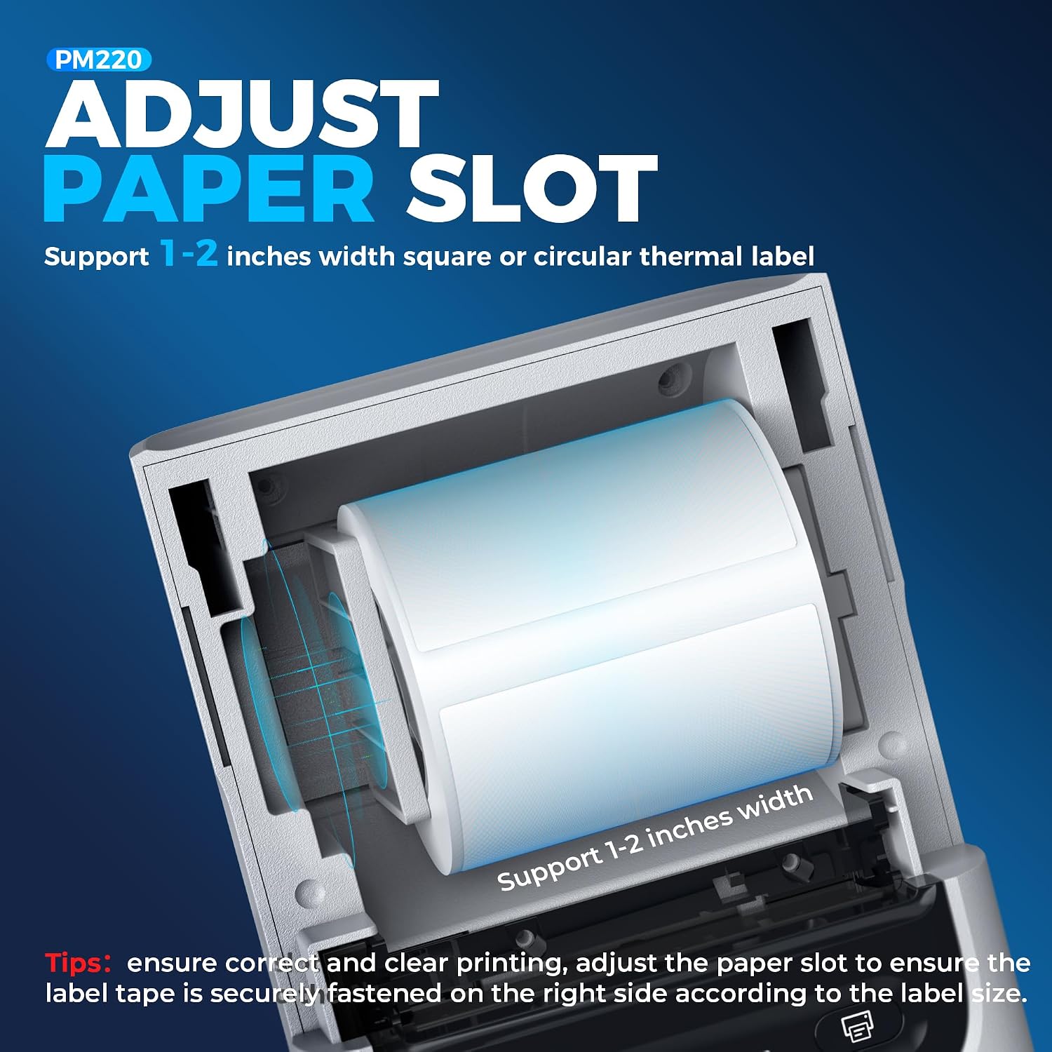 Detalle 2 de Nelko PM220 Bluetooth-etikettenprinter voor labels van 23–54 mm