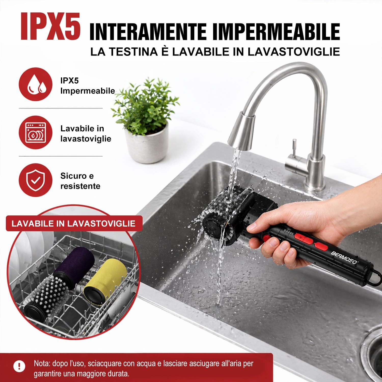 Thumbnail 5 de Spazzola Elettrica per Barbecue: pulizia rapida senza fili con 3 velocità e testine intercambiabili