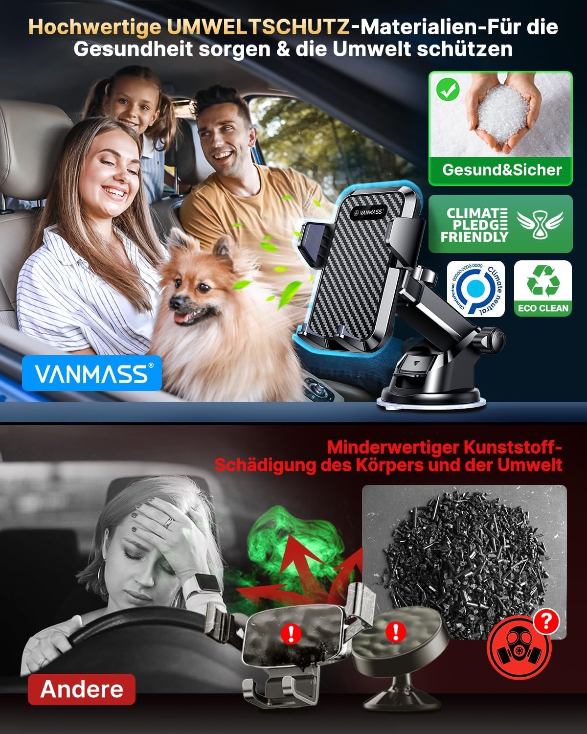 Thumbnail 4 de VANMASS Handyhalterung Auto 2026 – 4‑in‑1 Halterung