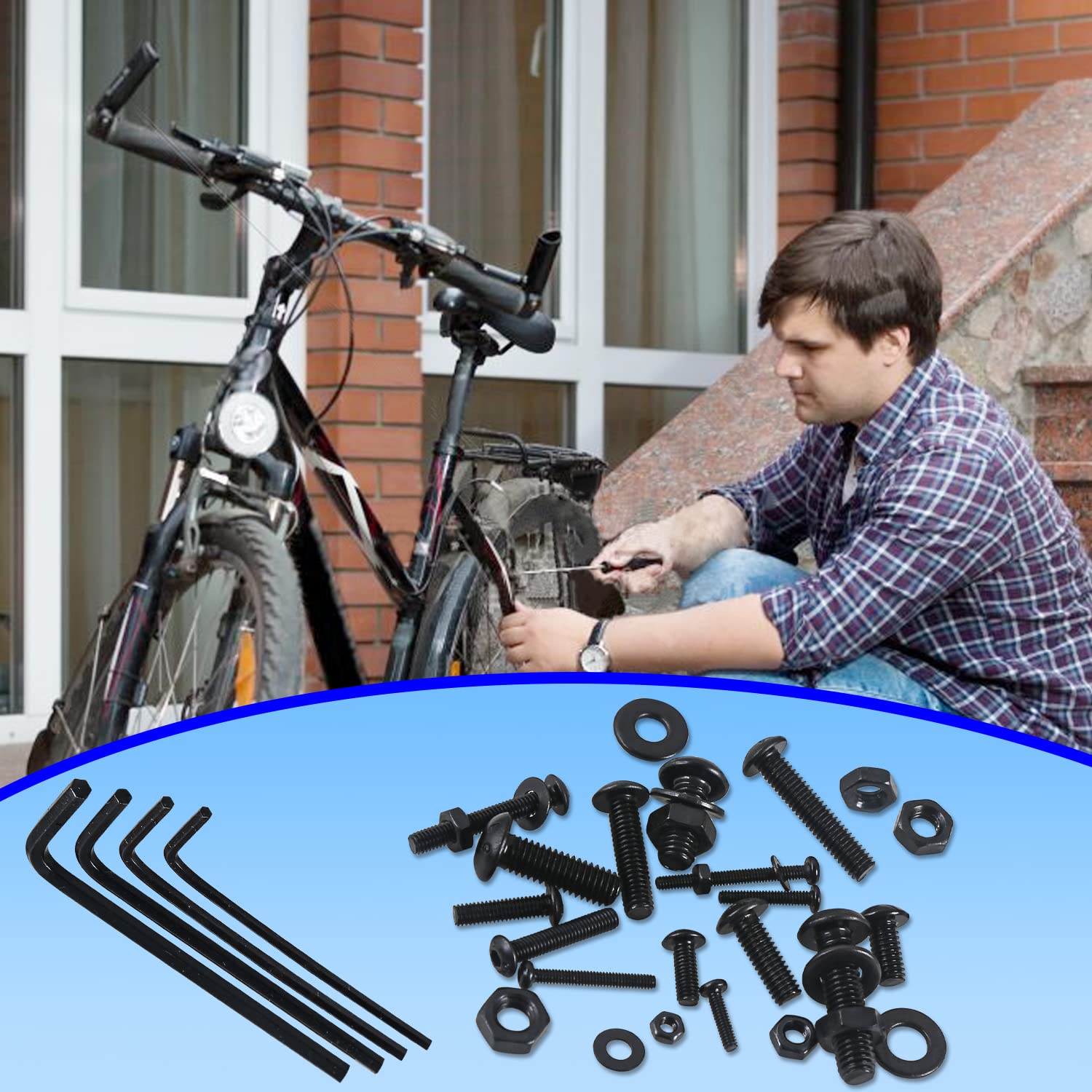Thumbnail 5 de Set viti e dadi con rondelle 1180 pezzi in acciaio al carbonio M2–M5 (nero) – kit pratico per riparazioni domestiche e officina