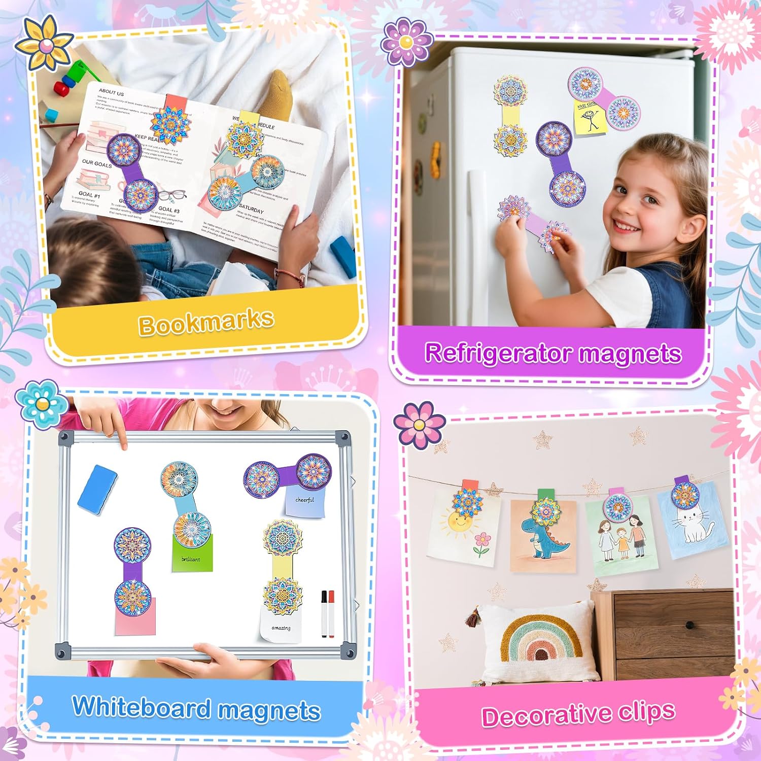 Detalle de Arts and Crafts for Kids 5-12 Year Old: Diamond Art Magnetic Bookmarks Kit