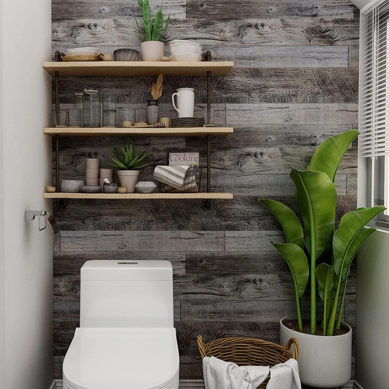 Detalle 2 de Yun-aeon Gray Wood Peel and Stick Wallpaper 34.6" 📐