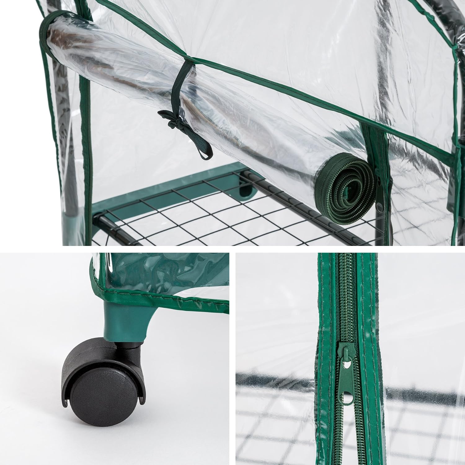 Thumbnail 5 de tectake 401862 mobiele foliekas met PVC-afdekking, stalen frame en 3 etages