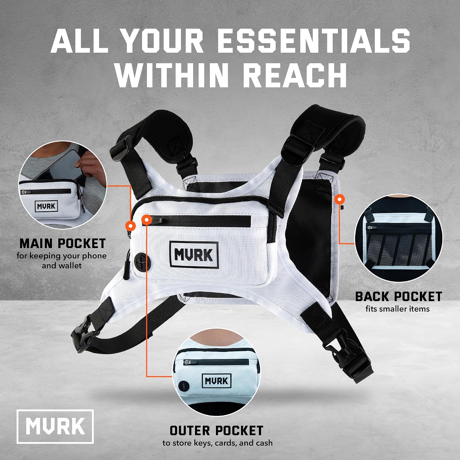 Detalle 2 de MVRK Water Resistant Chest Pack running vest