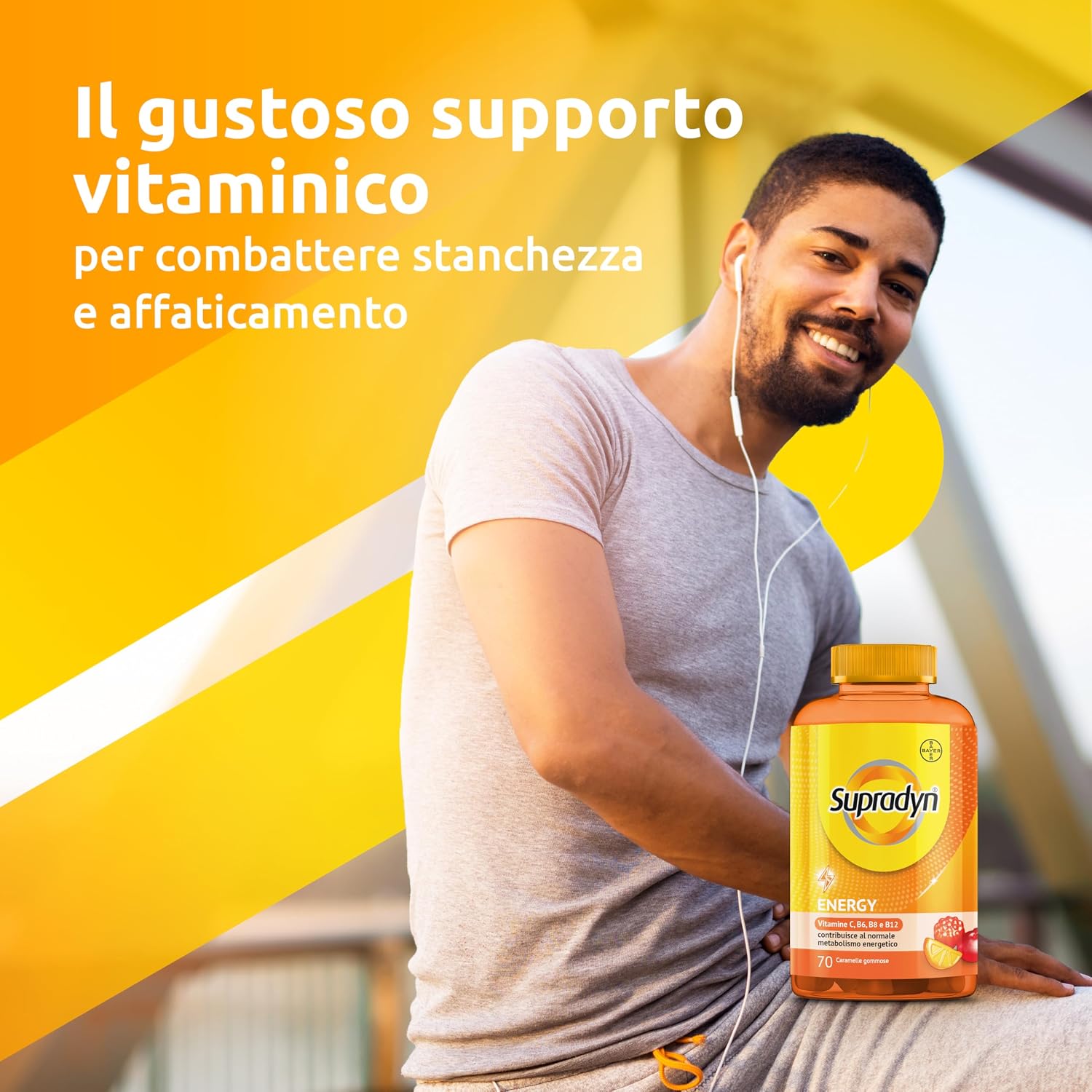 Detalle de Supradyn Energy, 70 Caramelle Gommose: integratore multivitaminico che punta sull’energia quotidiana
