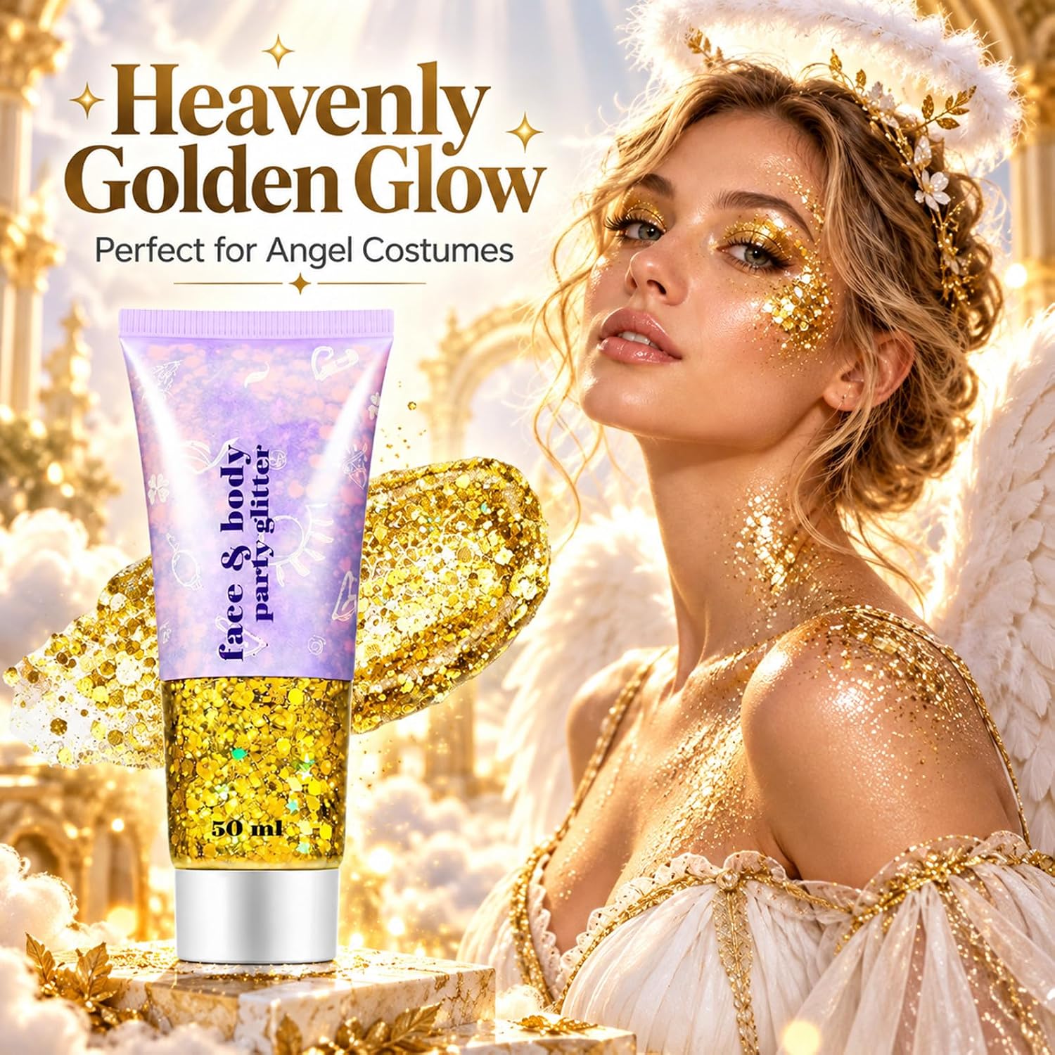 Thumbnail 3 de Go Ho Gold Face & Body Glitter (Mardi Gras Gold Holographic Chunky Sequins), 52g