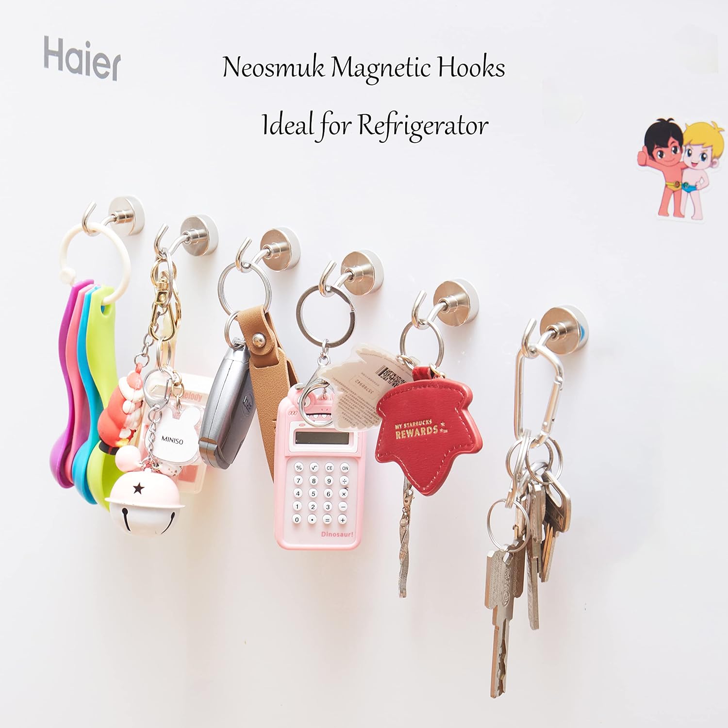 Detalle de Neosmuk Magnetic Hooks (Pack of 10) – Heavy-Duty 20kg Magnetic Hangers for Fridge, Grills & Steel Surfaces