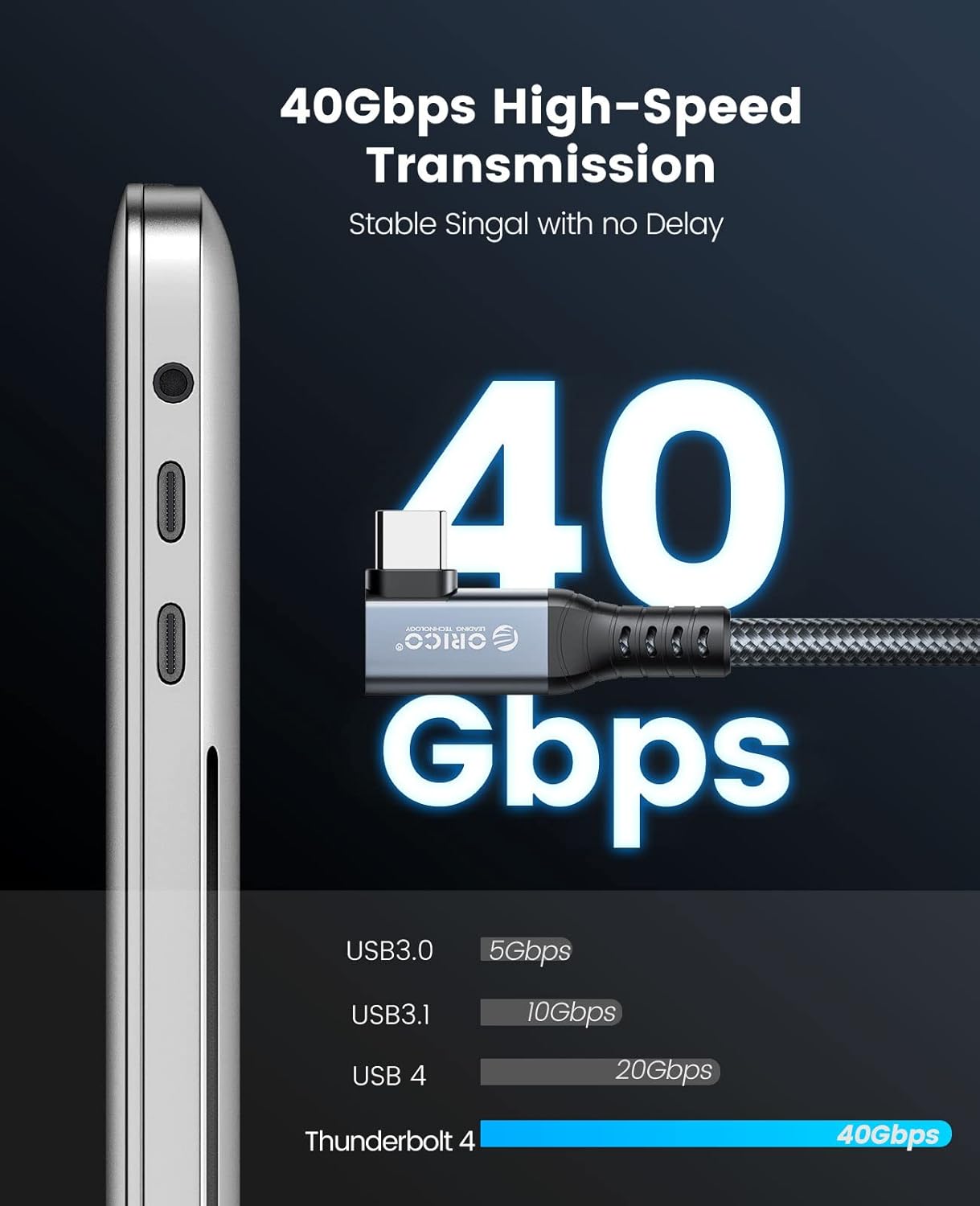 Thumbnail 2 de ORICO Thunderbolt 4 Cable 40Gbps 8K@60Hz 100W, 2M