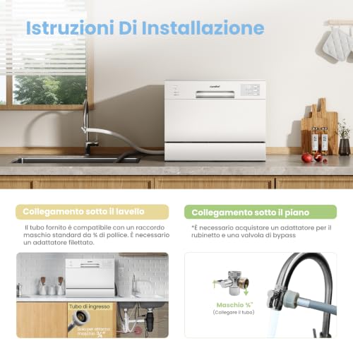 Thumbnail 8 de COMFEE Lavastoviglie Piccola, 6 Coperti, 6 Programmi, Bianca – compatta e versatile