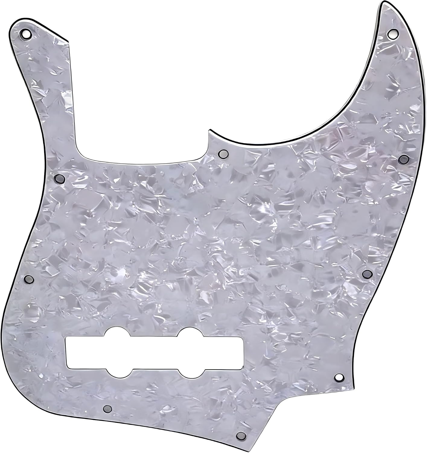 Detalle de VizEx Zevo VZ-013-White Pearl Jazz Bass Pickguard, 3-Ply, 10-Hole