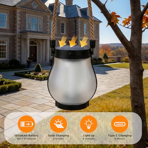 Thumbnail 4 de SLWOO Solarlampen für Außen – 2er-Set hängende Solar-Laternen mit Flamml ansehen