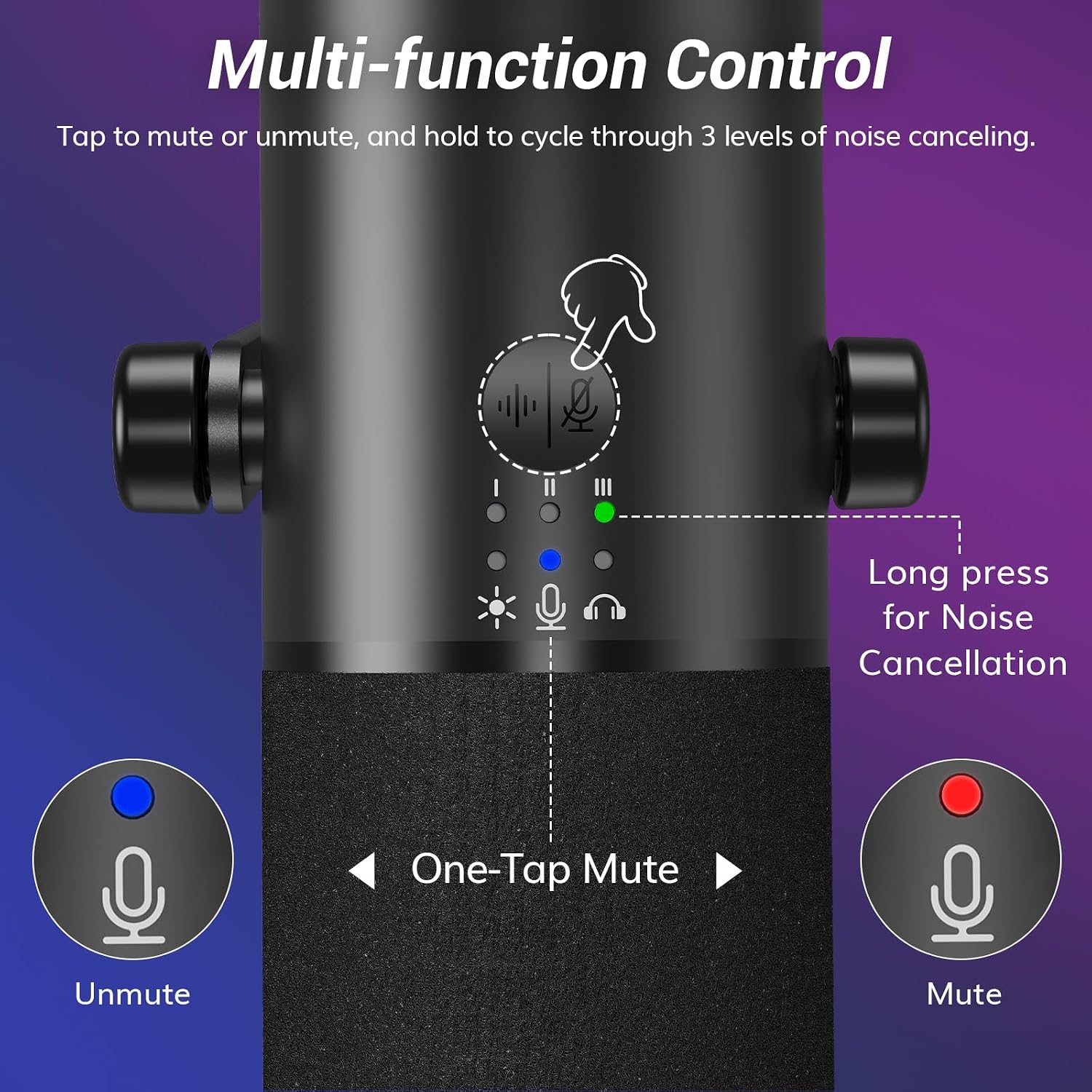 Detalle de TONOR Dynamic Gaming Microphone XLR/USB Mic with AI Noise Cancellation