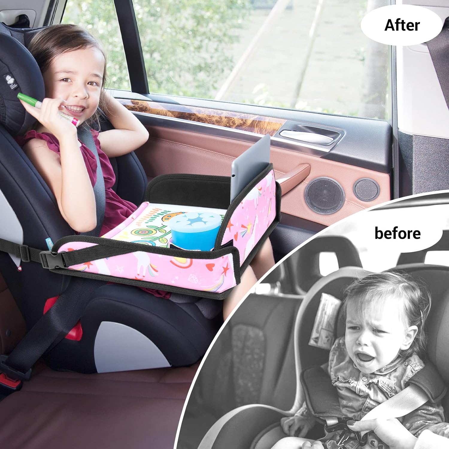 Detalle 2 de INFANZIA Kids Travel Tray for Toddler Car Seat – Pink