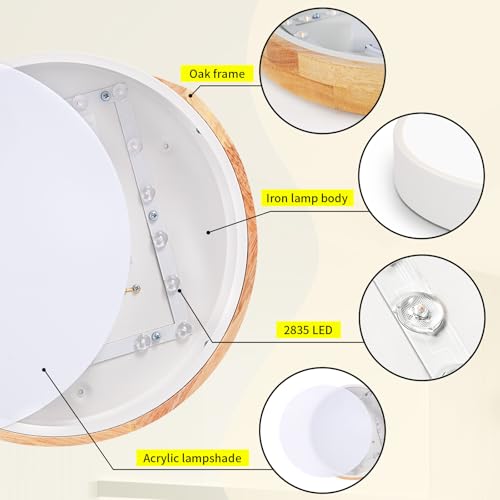 Detalle de Kambo Plafón LED Redondo de Madera 24W 3000K 2400LM 30 cm