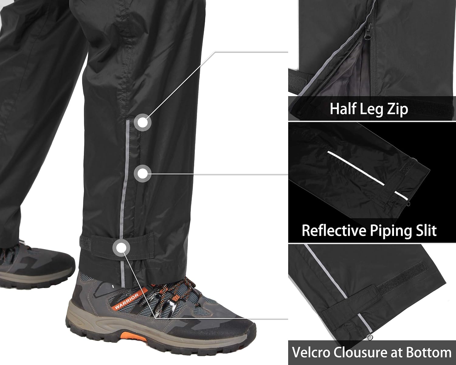 Detalle de 33,000ft Men's Waterproof Trousers: Lightweight, Breathable Overtrousers for Outdoor Activities