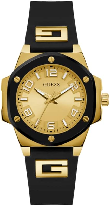 Detalle de Guess GW0555L2 Ladies' Watch with Black Silicone Strap and Bio-Based Nylon Top Ring