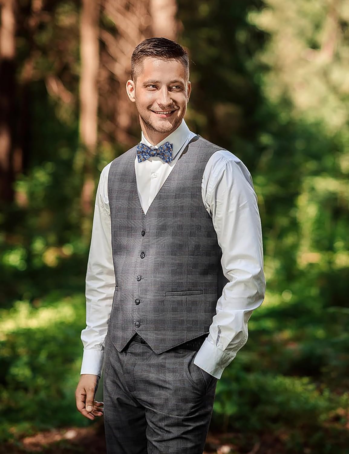 Thumbnail 4 de Alizeal Floral Patterned Self-Tied Bow Tie & Pocket Square Set
