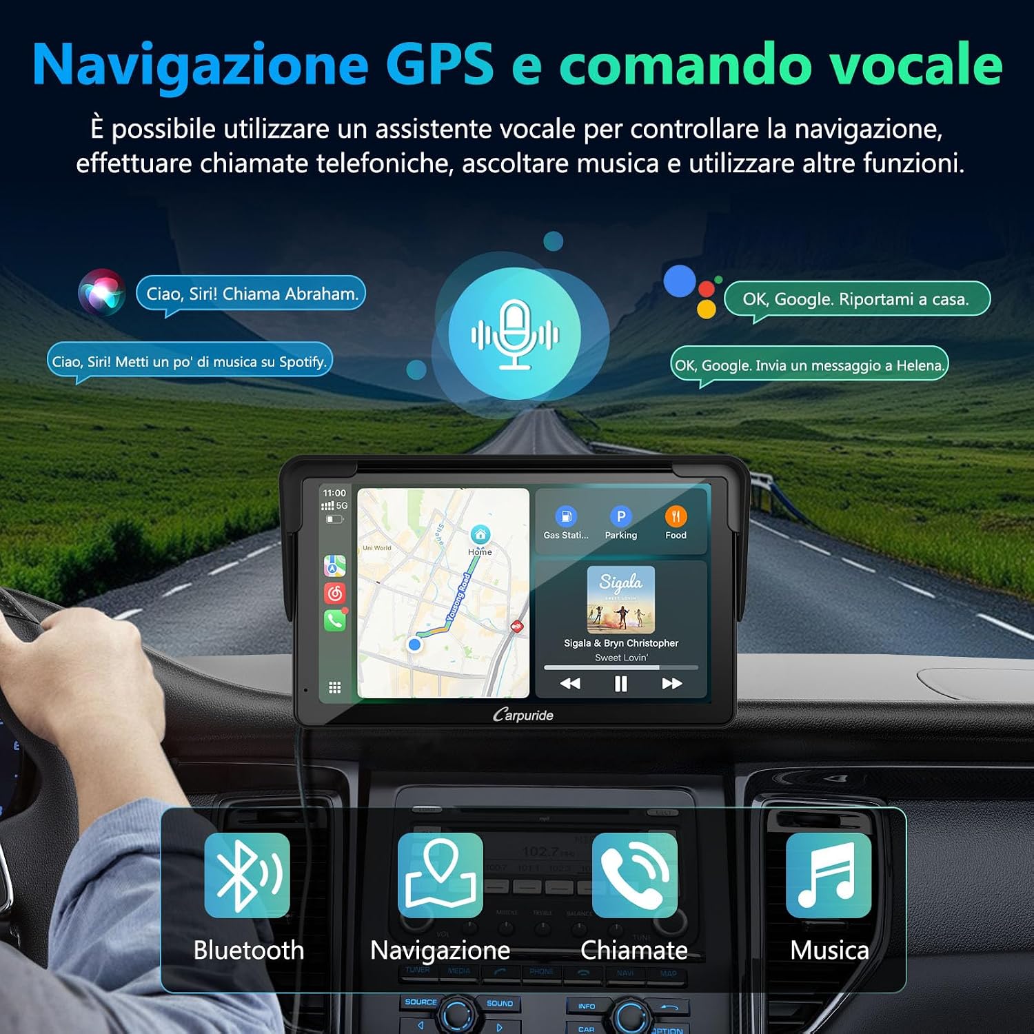 Detalle de Carpuride V3R Schermo CarPlay portatile 7" HD