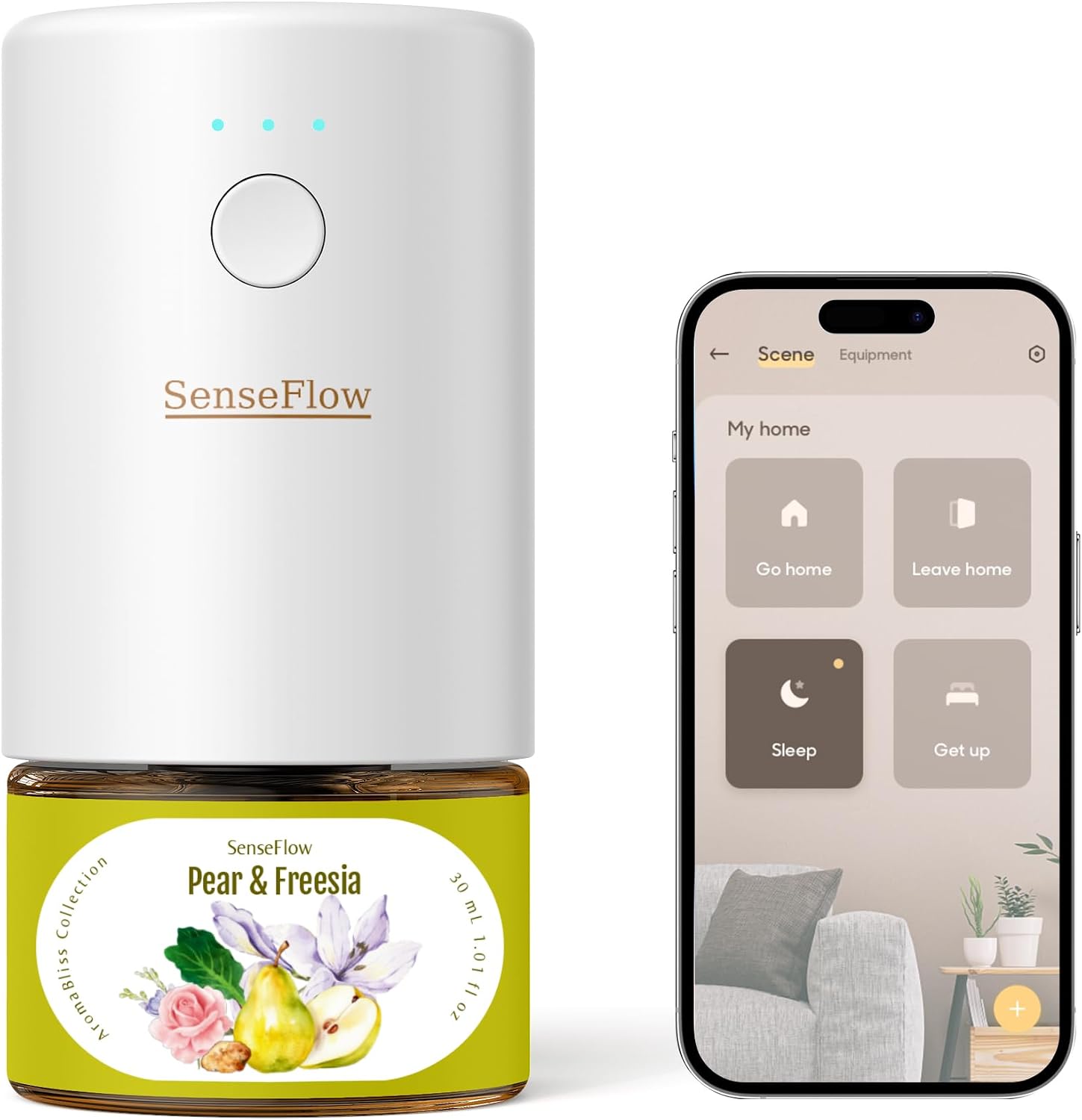 Detalle de SenseFlow Diffuseur Huiles Essentielles Parfum Maison SF101S Pro – Poire & Freesia, ultrasonique sans eau