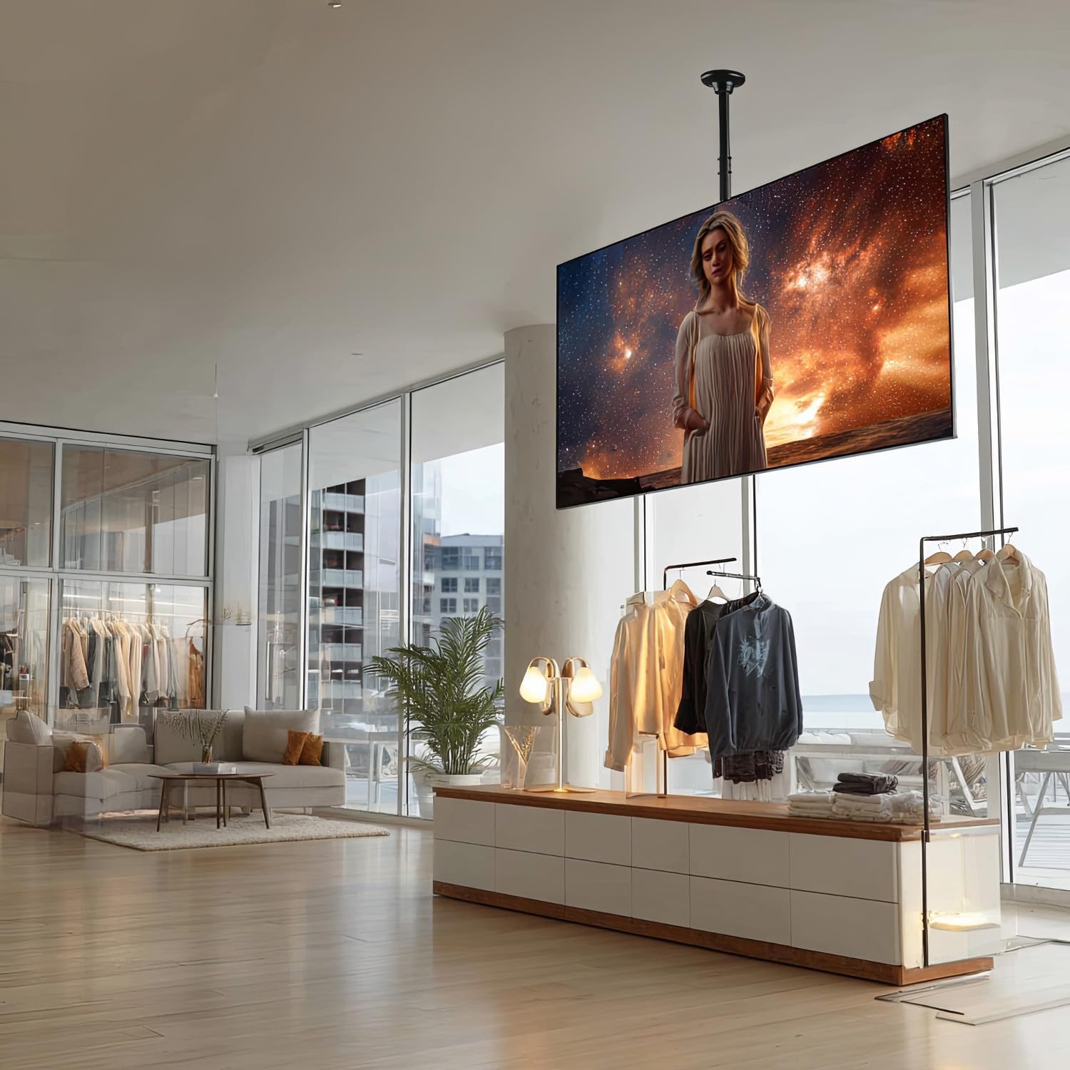 Thumbnail 4 de Maclean MC-803: Support de plafond pour TV LCD/LED 23–100" (≤50 kg) avec passage de câbles