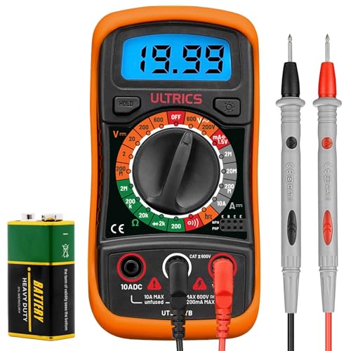 ULTRICS Multimetro Digitale: tester AC/DC, Corrente DC e Ohm con prova di diodi e transistor