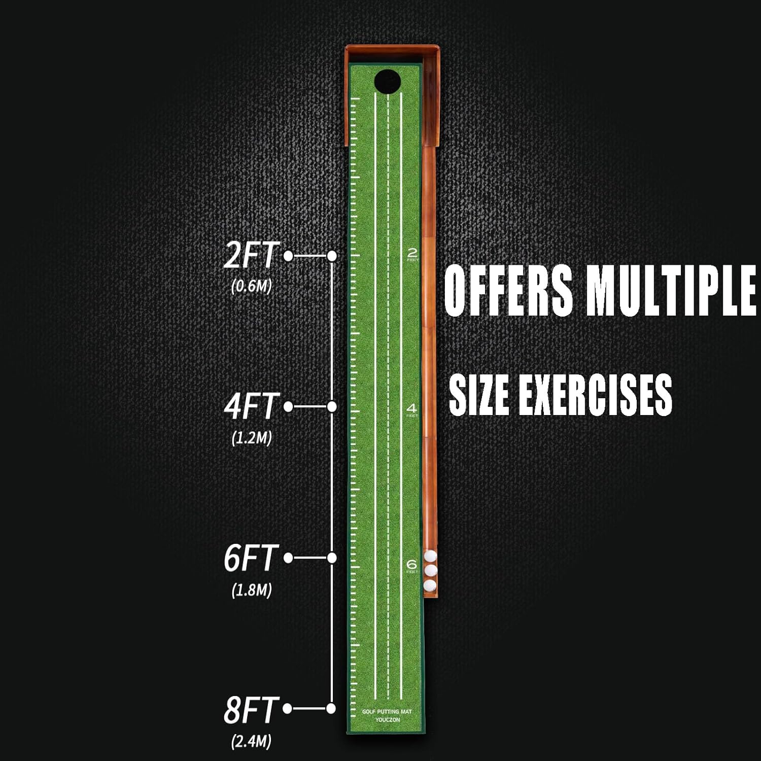 Thumbnail 1 de YOUCZON Indoor Putting Green Mat with Auto Ball Return & Solid Wood Base