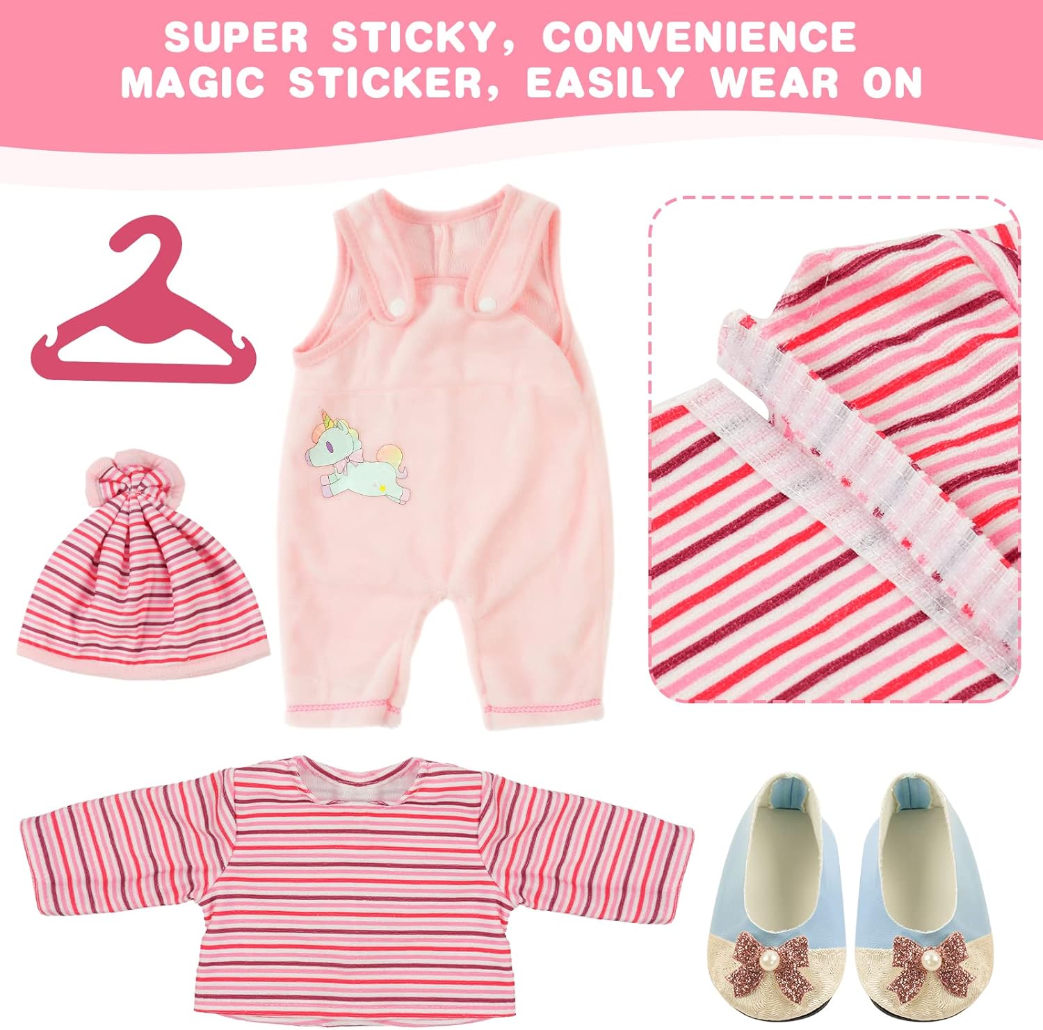 Thumbnail 4 de Aolso Baby-Puppen-Outfit 35–45 cm Rosa