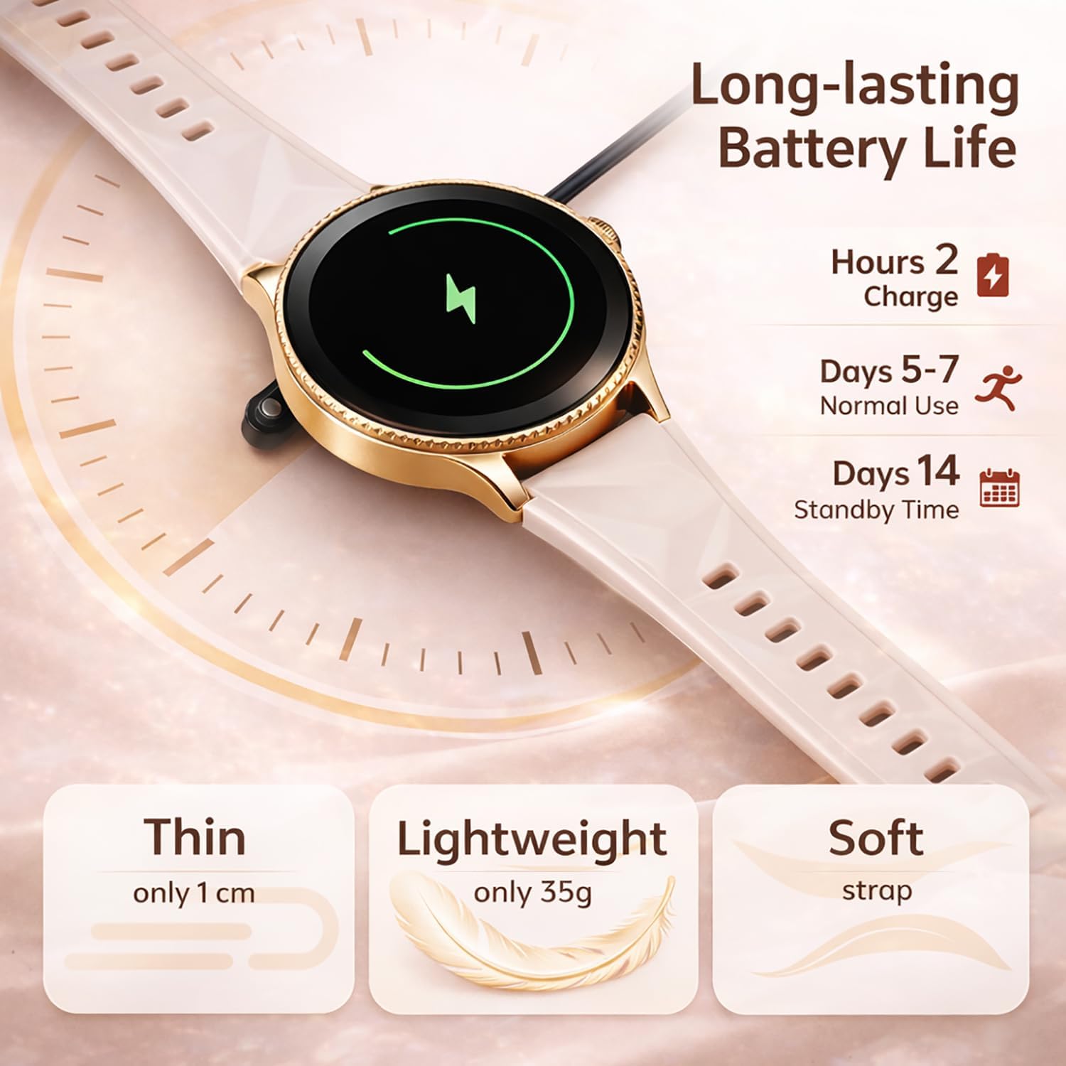 Thumbnail 6 de Smart Watch for Women: 1.27" HD Round Display, Bluetooth Calling & 120+ Sports Modes (Rose Gold)