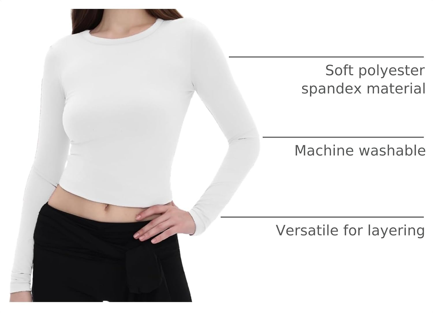 Detalle 2 de GAYHAY Women's Long-Sleeve Top, Crew Neck