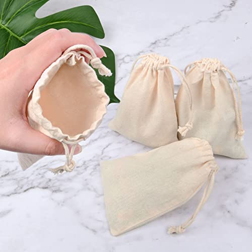 Detalle de Aucuu 25PCS Bolsas de Algodón 10 x 15 cm: pequeñas, resistentes y reutilizables para regalos y eventos