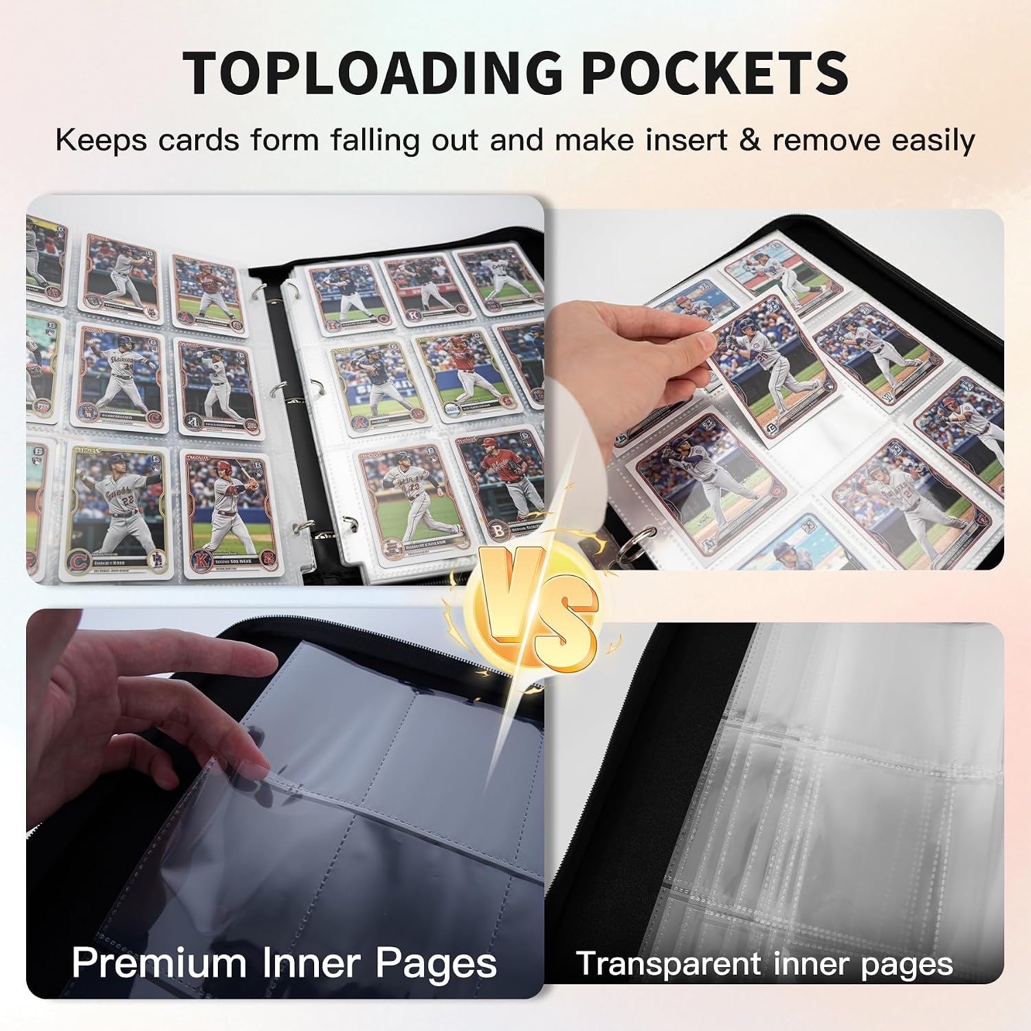 Detalle de Trading Card Binder Premium 9-Pocket 720 Double-Sided Album (Black 2)