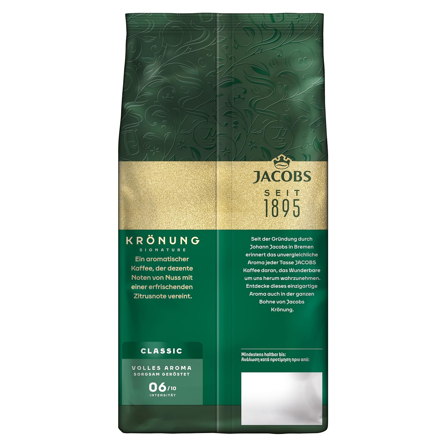 Detalle de Jacobs Krönung Classic Aroma-Bohnen – Ganze Kaffeebohnen, 500 g