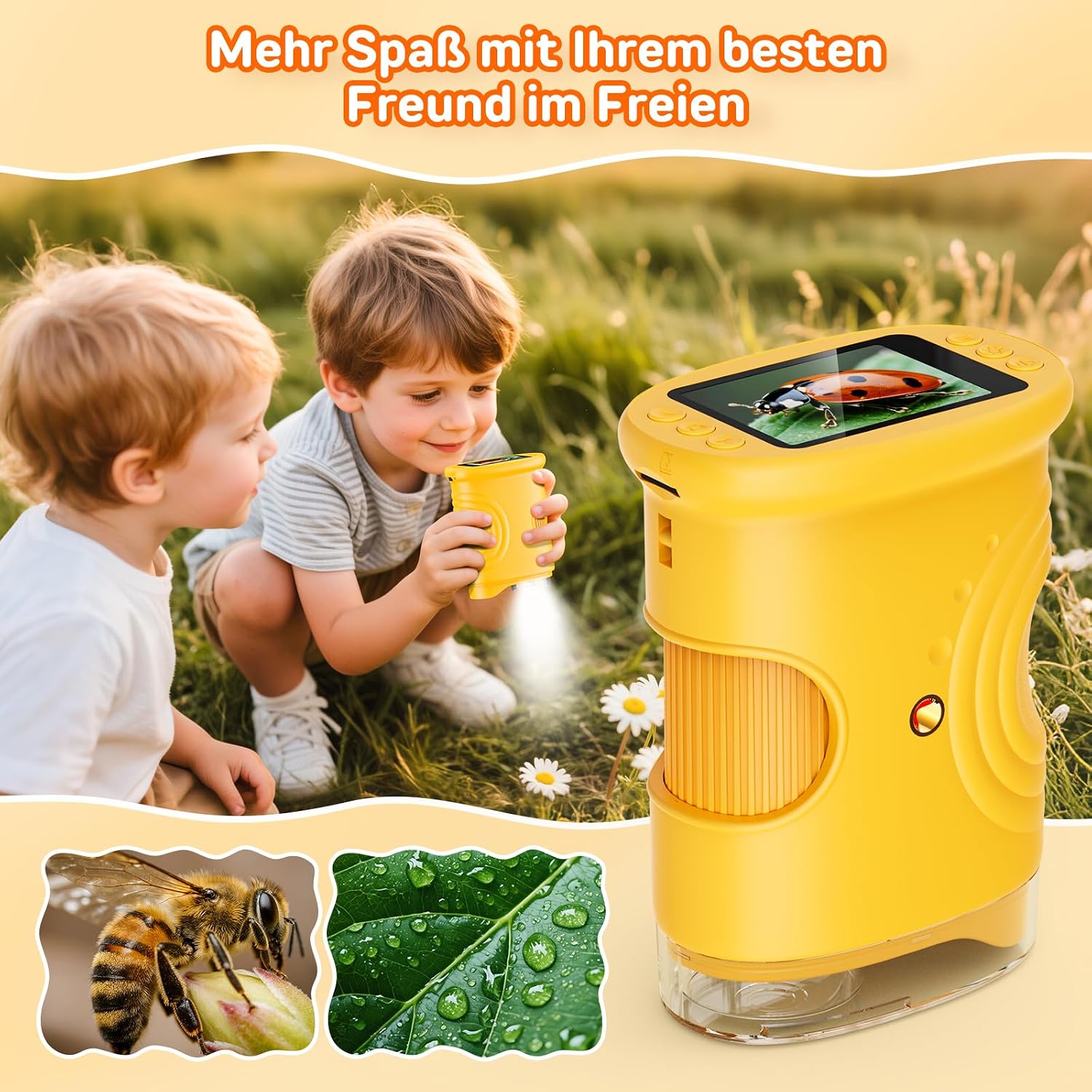Detalle de Ashfly Digitales Kindermikroskop 4K – Tragbares Taschenmikroskop mit 2,0" Display