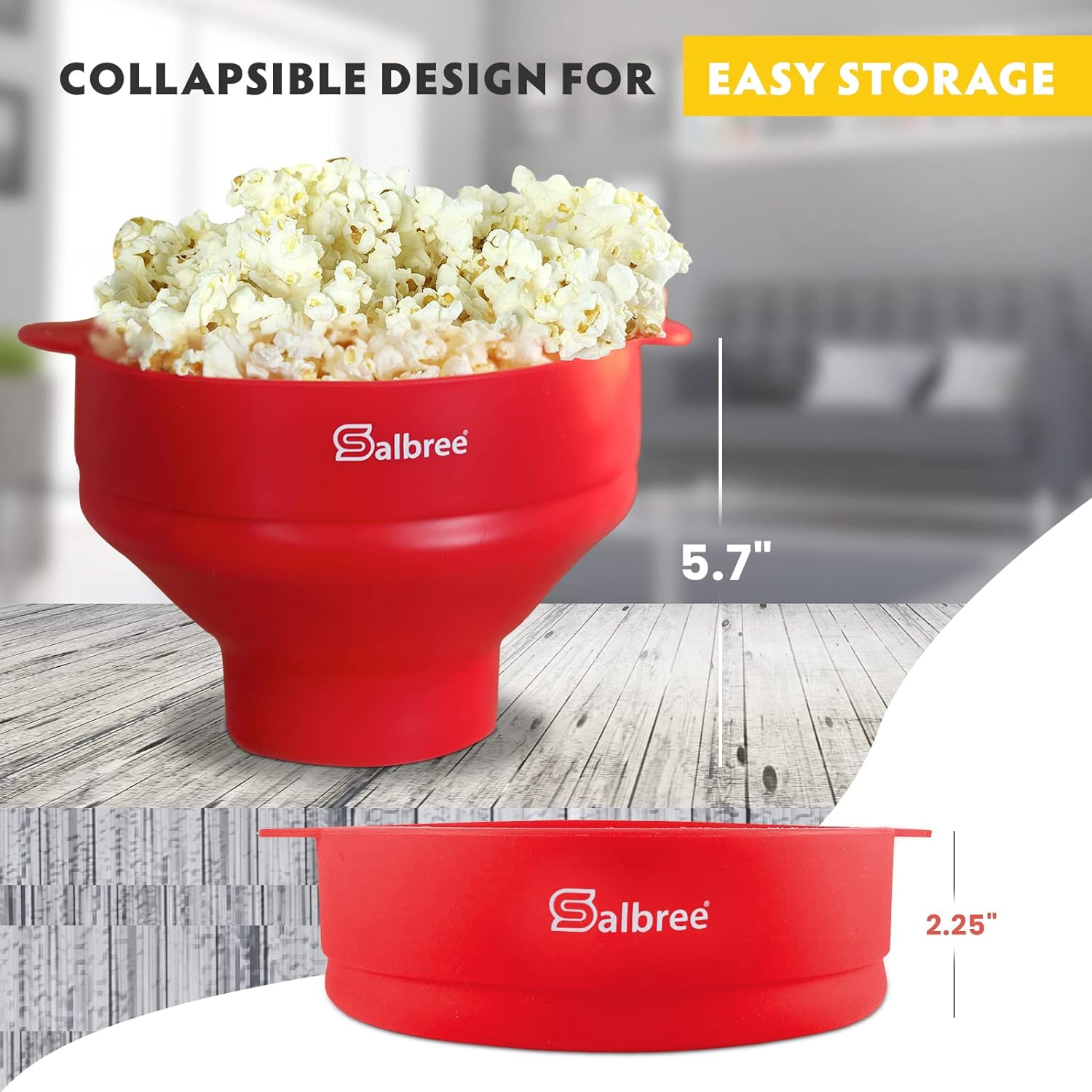 Thumbnail 3 de The Original Salbree Collapsible Silicone Microwave Popcorn Popper Maker (Aqua) — Microwavable Bowl for Up to 16 Cups