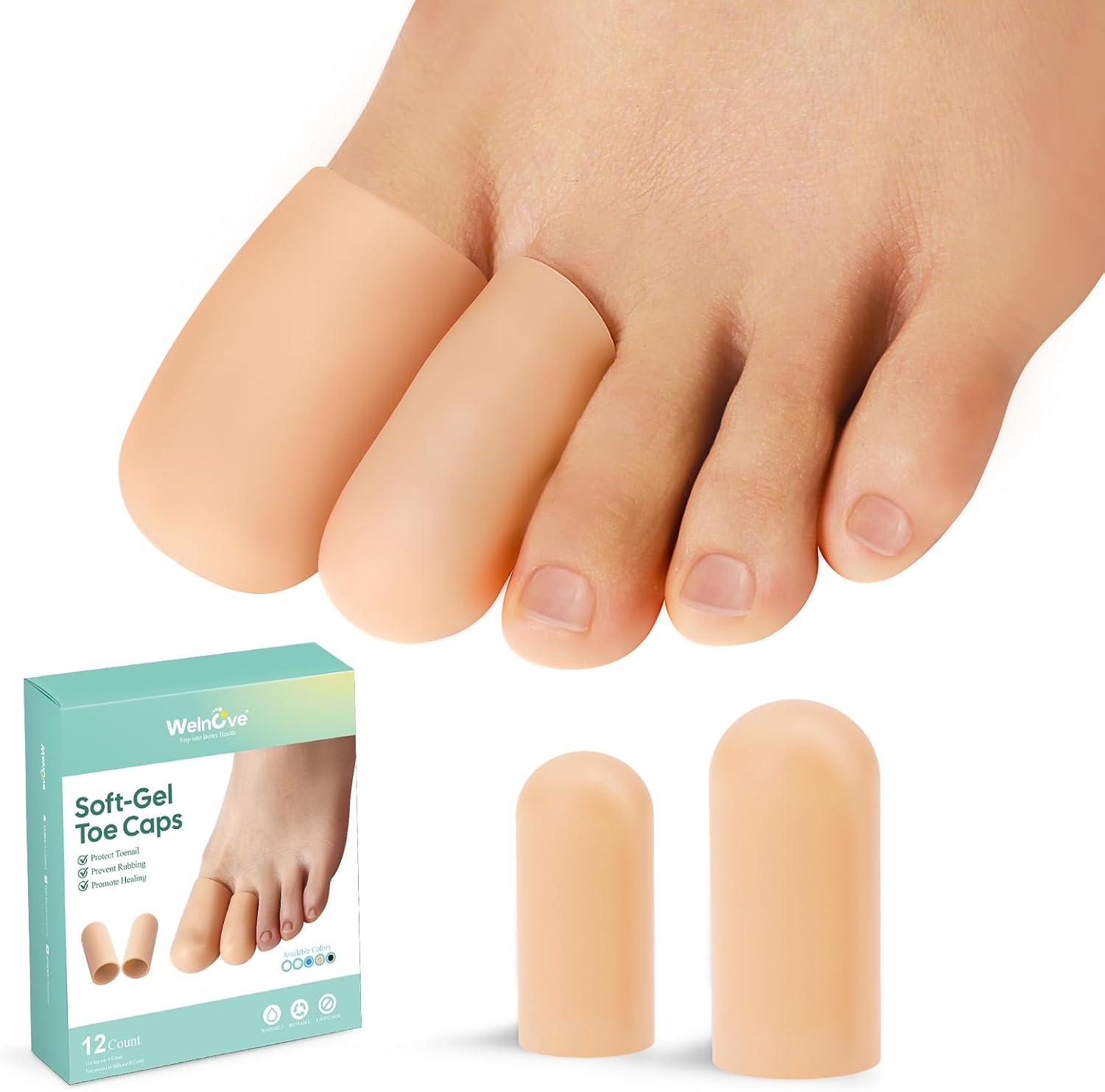 Detalle de Welnove Gel Zehschutz 12er-Set Beige