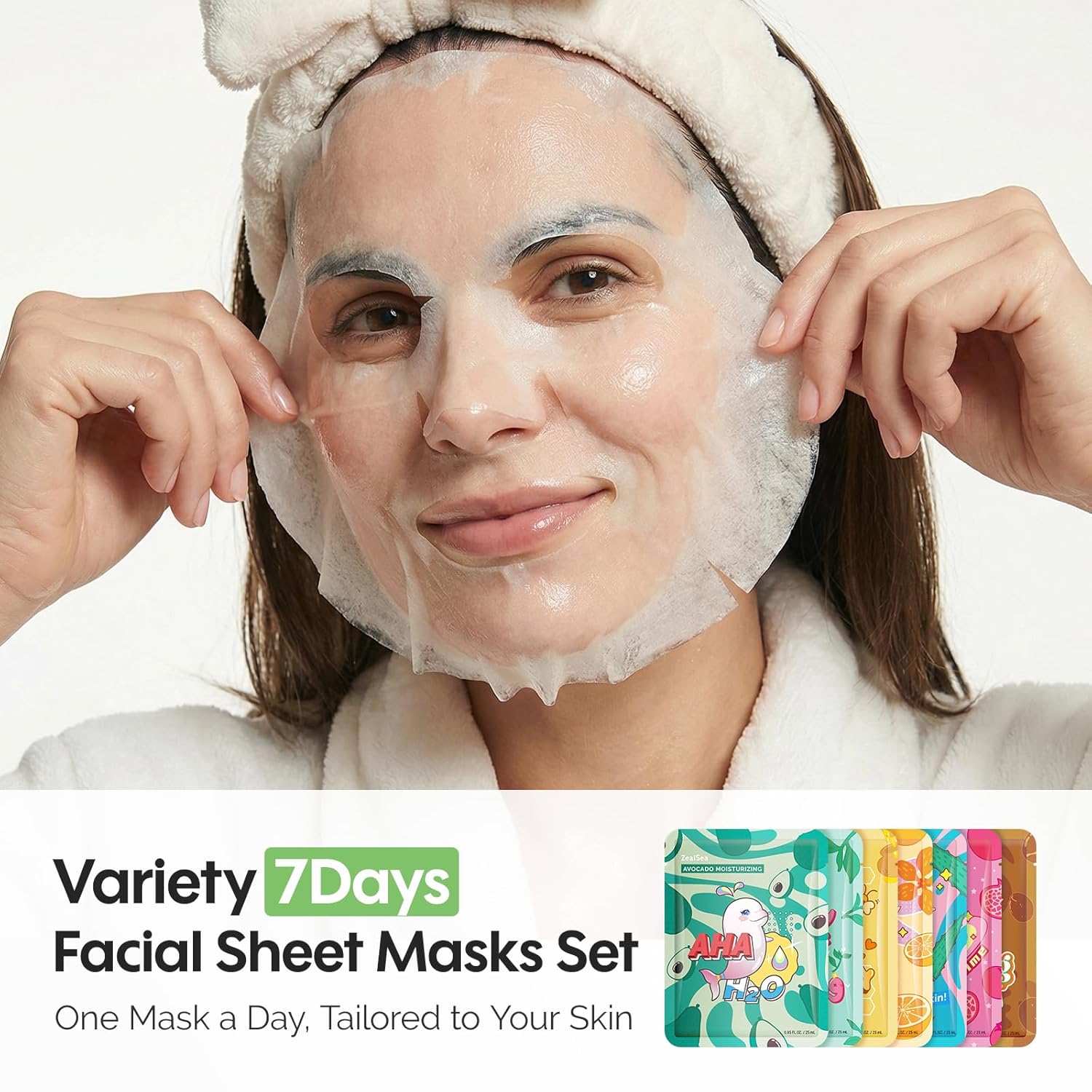 Detalle 2 de ZealSea Face Masks 7-Pack sheet masks for hydration